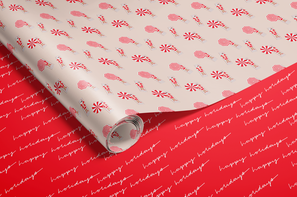 Tropical Christmas Beach Boho Santa Pattern Wrapping Paper