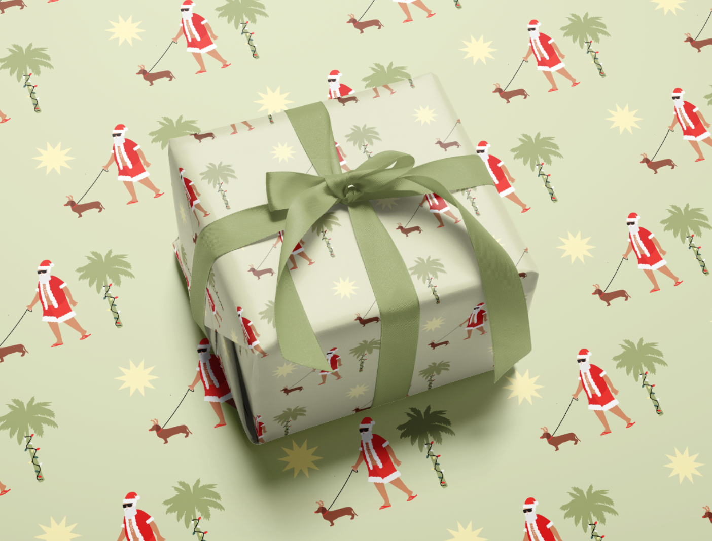 Santa in Florida Tropical Christmas Wrapping Paper