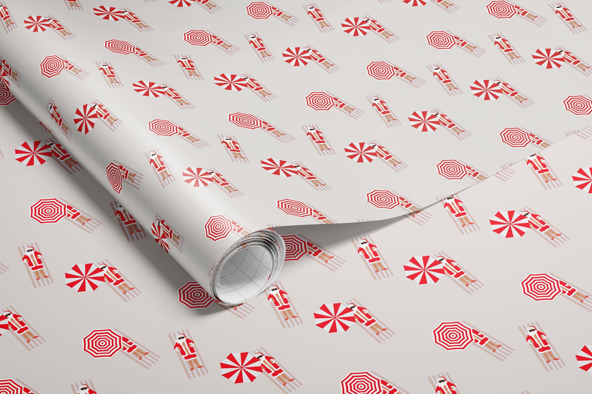 Santa on the Beach Tropical Christmas Wrapping Paper