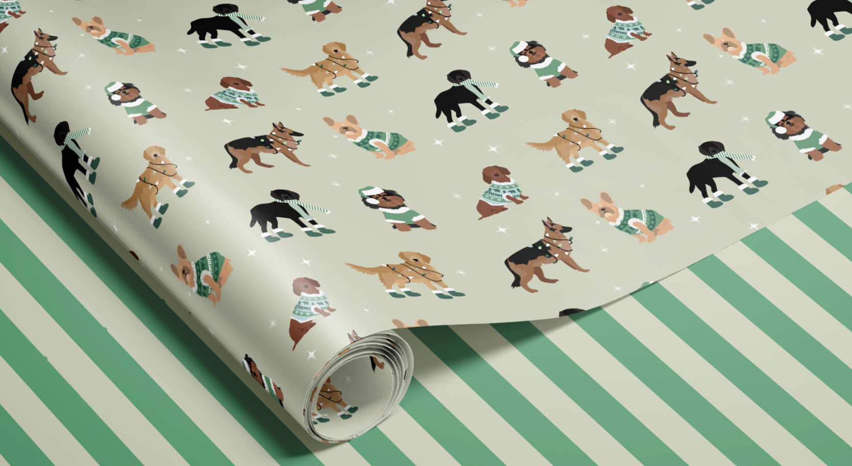 Green Stripe Holiday Wrapping Paper PRE-ORDER